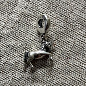 Pandora Silver Unicorn Charm with Black Mane Detail